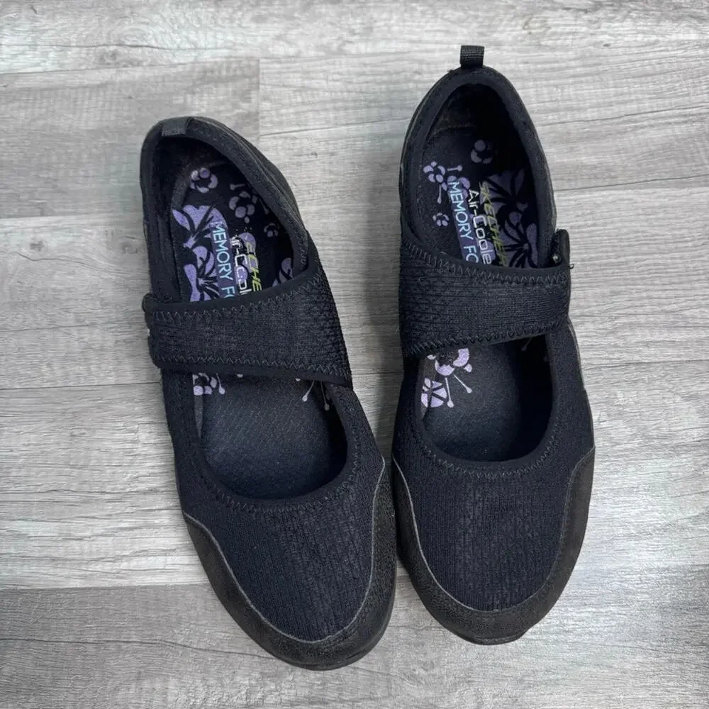 SKECHERS Be-Lux Black Air-Cooled Memory Foam Easy-Fasten Mary Jane Shoes 8 1/2